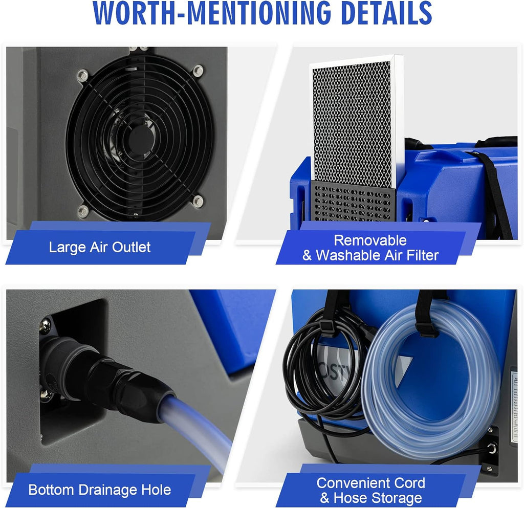 Costway Dehumidifier Commercial 180 Pints 341 CFM Basement/Crawl Space Pump And Drain Hose Blue 37285961 New