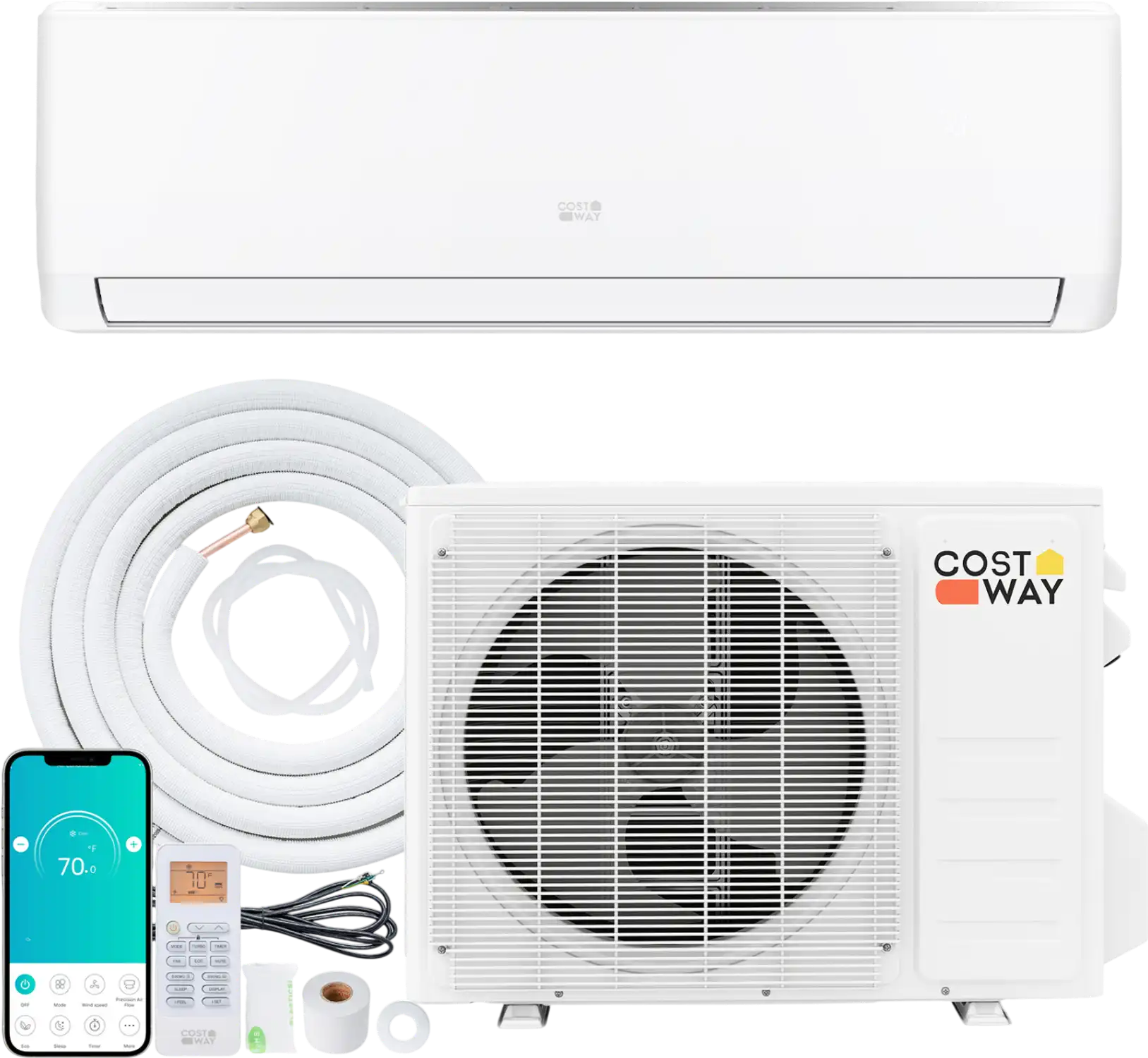 Costway 18000 BTU 21 SEER2 208-230V Mini Split Air Conditioner Heater 89725342 New