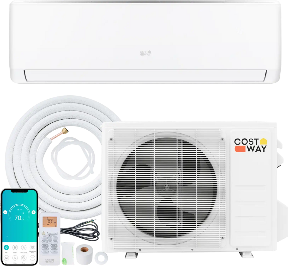 Costway 9000 BTU 20 SEER2 208-230V Mini Split Air Conditioner Heater 90200478 New