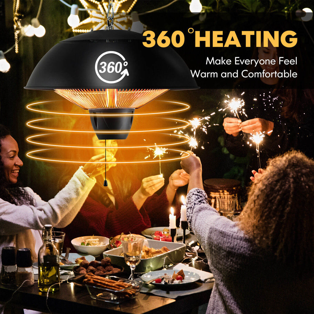 Costway 1500W Electric Hanging Patio Heater IPX4 Waterproof 51638927 New