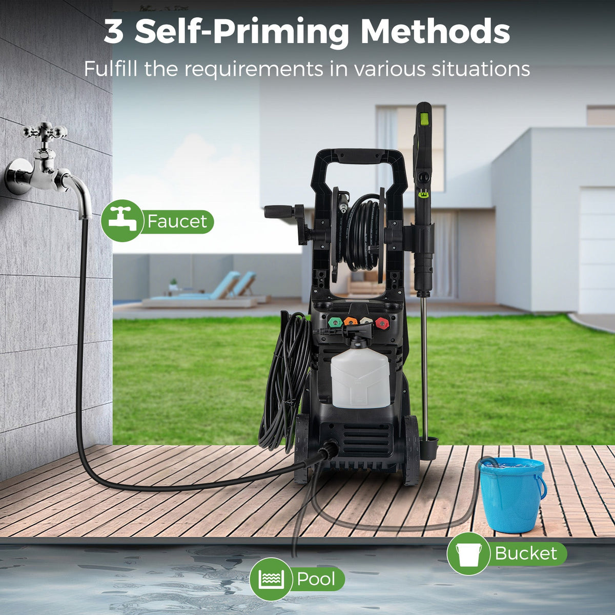 Costway 2150 PSI 1.2 GPM Electric Pressure Washer w/ 4 Quick Connect Nozzles & Foam Cannon 765849321 New