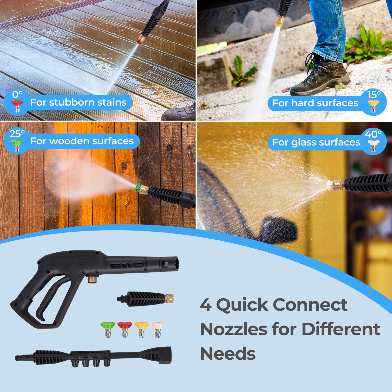 Costway 1900 PSI 1.8 GPM Electric Pressure Washer 4 Quick Connect Nozzles 81263579 New