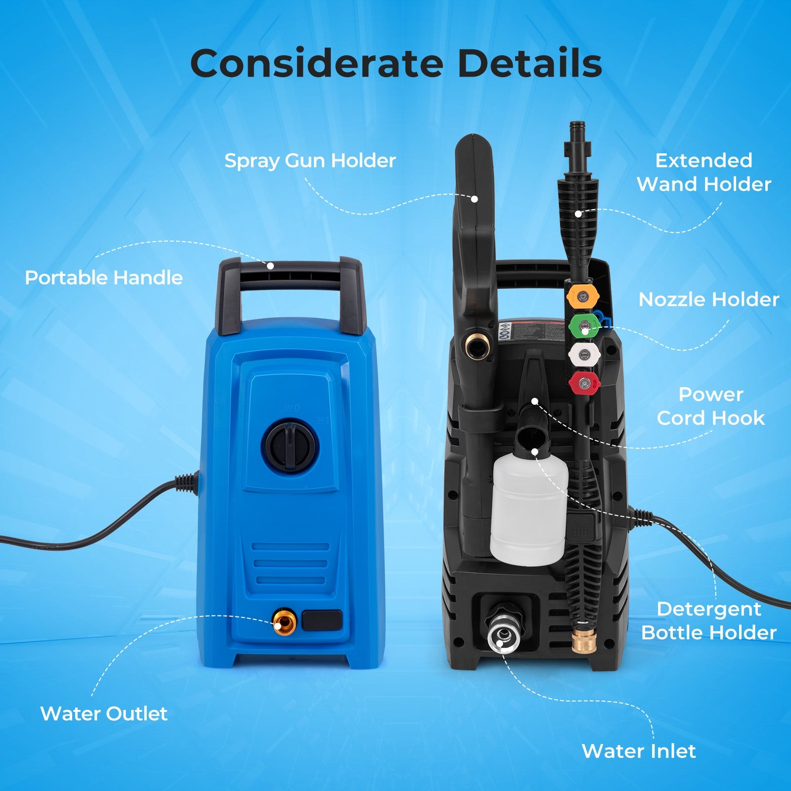 Costway 1900 PSI 1.8 GPM Electric Pressure Washer 4 Quick Connect Nozzles 81263579 New