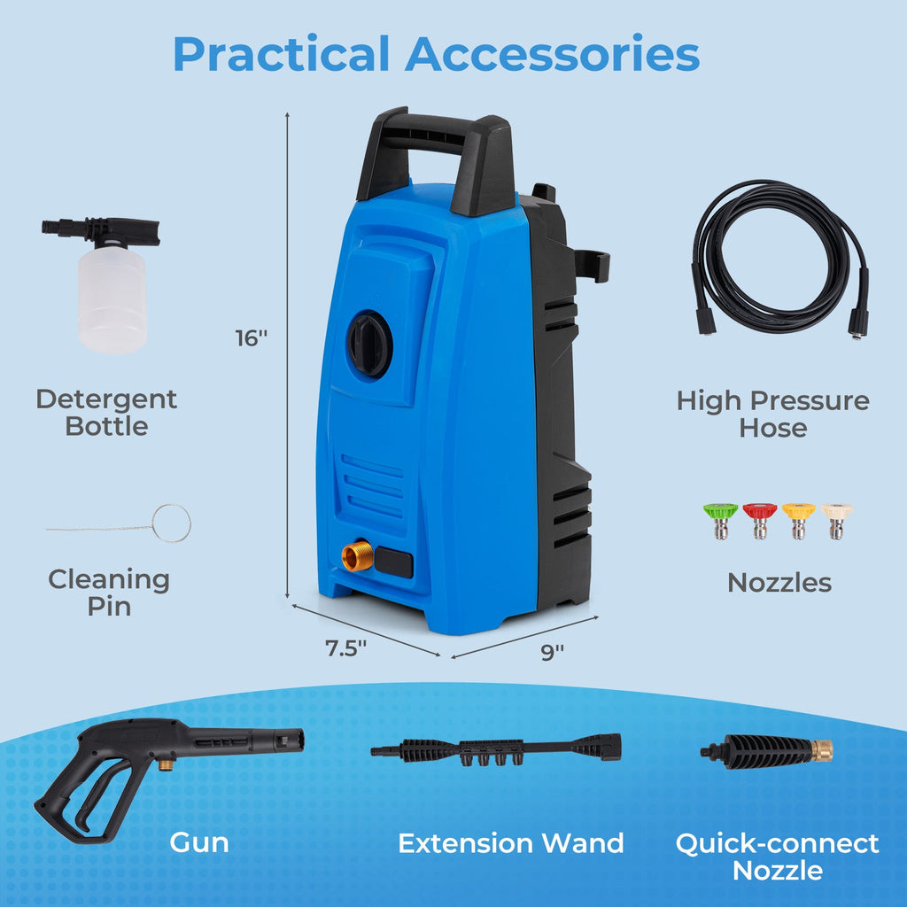 Costway 1900 PSI 1.8 GPM Electric Pressure Washer 4 Quick Connect Nozzles 81263579 New