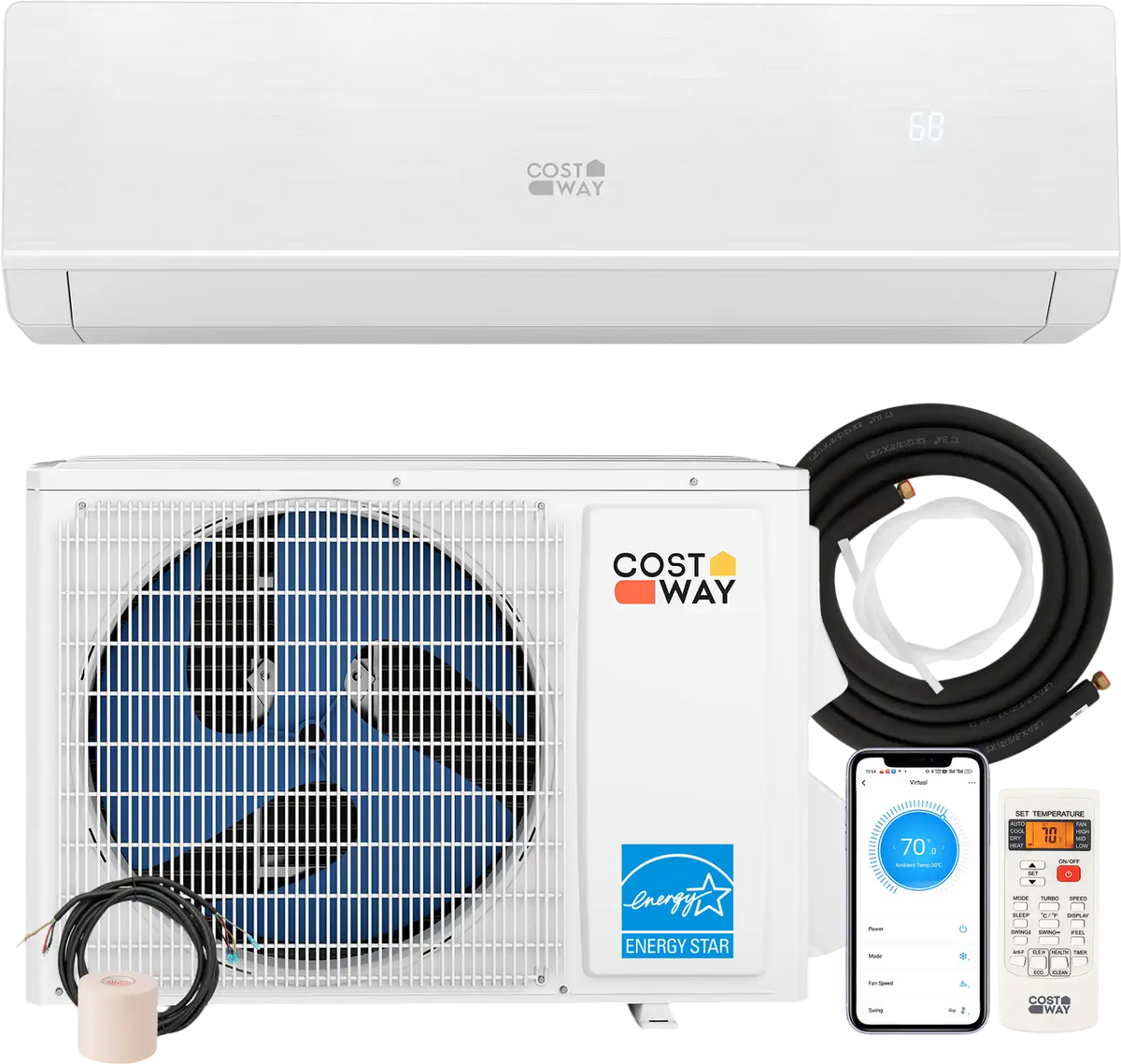 Costway 18,000 BTU 25 SEER2 Mini Split Heat Pump 208-230V 891472635 New