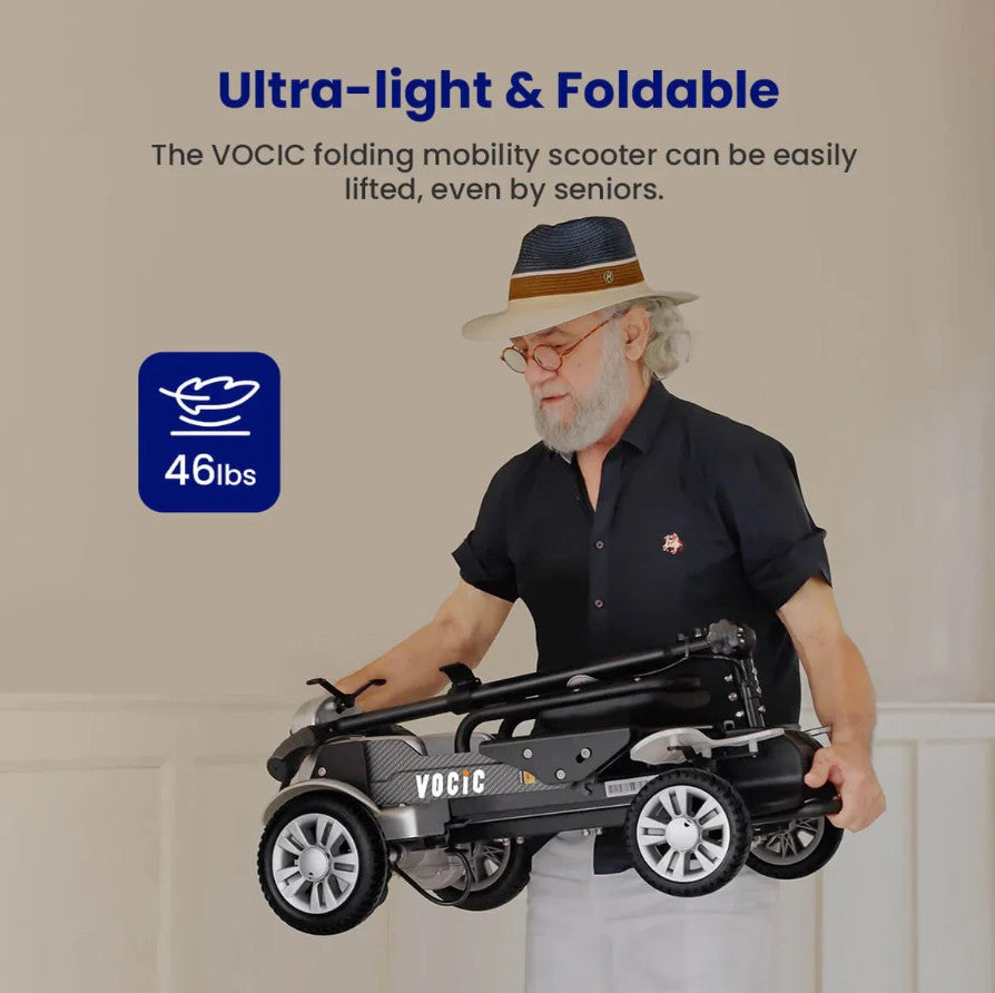 Vocic D71 Carbon Fiber Mobility Scooter Ultra-Lightweight Foldable 24V 180W 3.7 MPH New