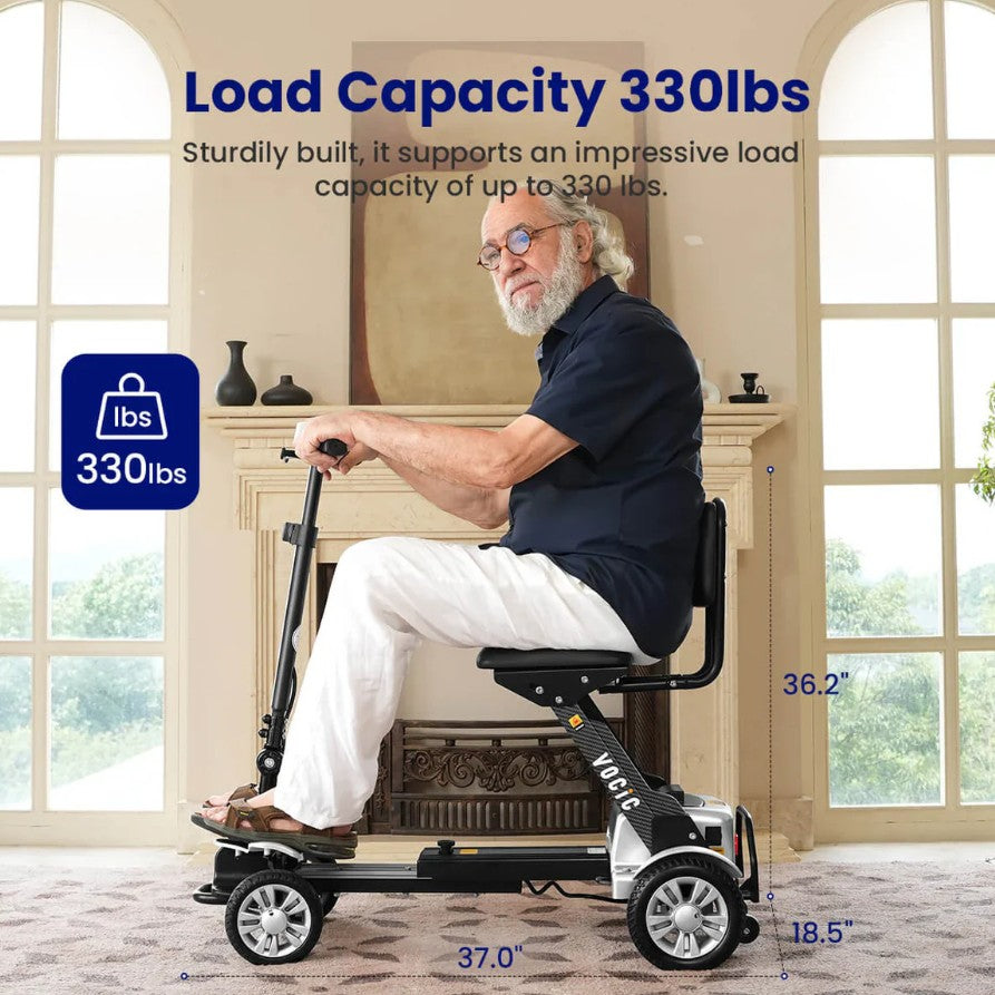 Vocic D71 Carbon Fiber Mobility Scooter Ultra-Lightweight Foldable 24V 180W 3.7 MPH New