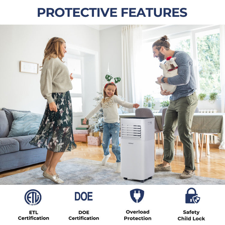 Costway Portable Air Conditioner 8000 BTU 3-in-1 Air Cooler with Dehumidifier and Fan Mode New