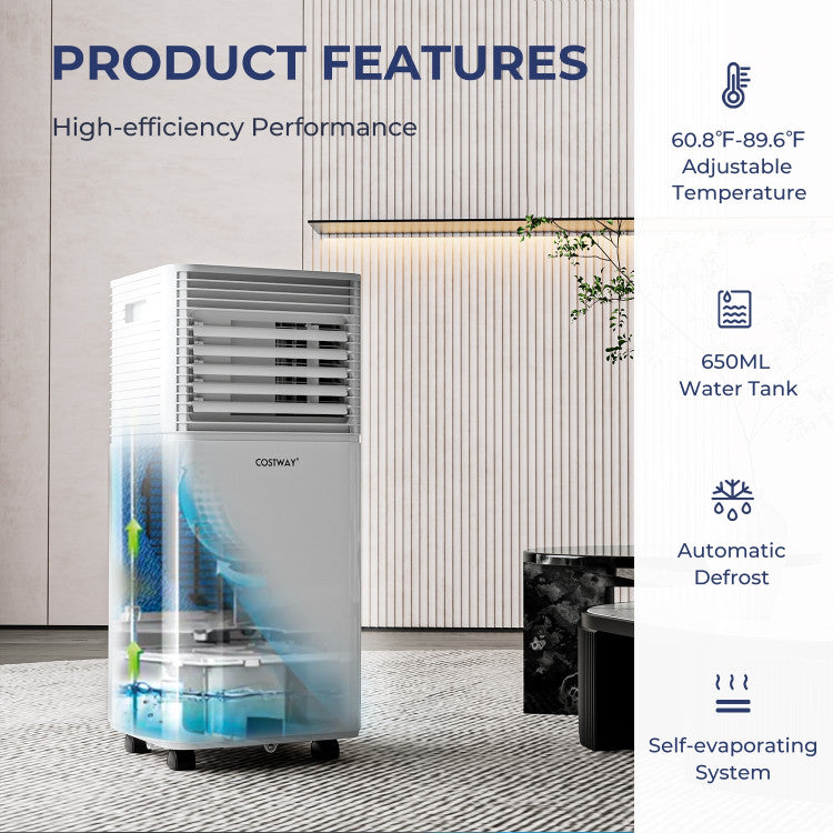 Costway Portable Air Conditioner 8000 BTU 3-in-1 Air Cooler with Dehumidifier and Fan Mode New