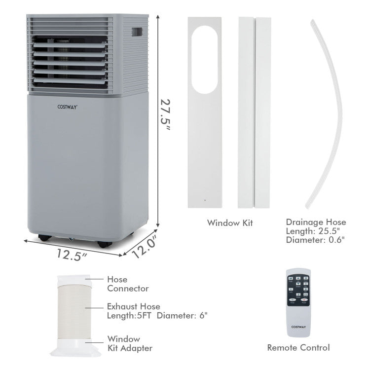 Costway Portable Air Conditioner 8000 BTU 3-in-1 Air Cooler with Dehumidifier and Fan Mode New