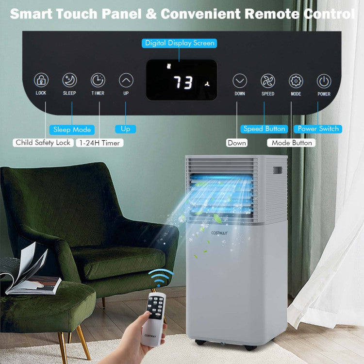 Costway Portable Air Conditioner 8000 BTU 3-in-1 Air Cooler with Dehumidifier and Fan Mode New