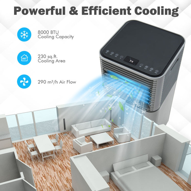 Costway Portable Air Conditioner 8000 BTU 3-in-1 Air Cooler with Dehumidifier and Fan Mode New