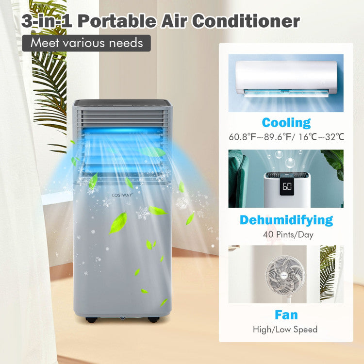 Costway Portable Air Conditioner 8000 BTU 3-in-1 Air Cooler with Dehumidifier and Fan Mode New