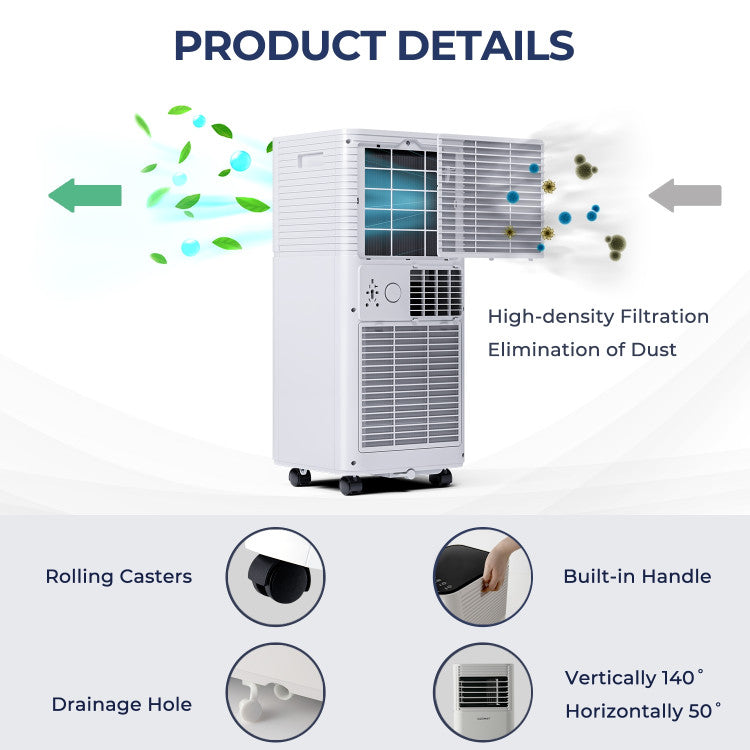 Costway Portable Air Conditioner 8000 BTU 3-in-1 Air Cooler with Dehumidifier and Fan Mode New