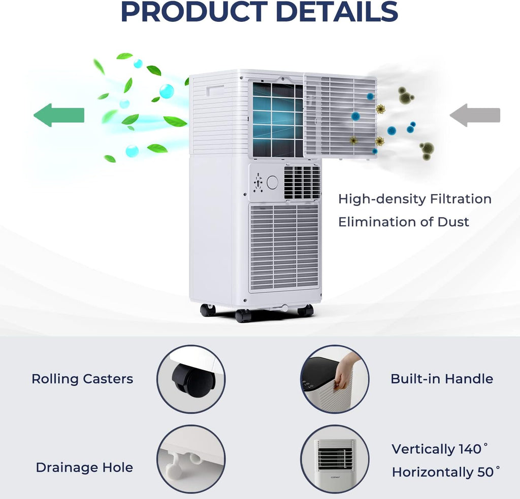 Costway Portable Air Conditioner 3-in-1 Dehumidifier Fan 10000 BTU 350 sq. ft. With Remote Control 76204893 New
