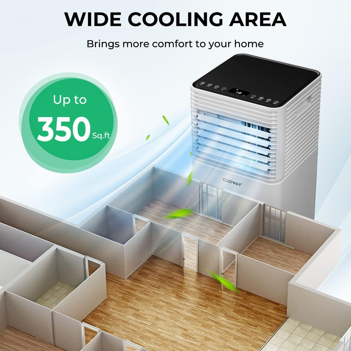Costway Portable Air Conditioner 3-in-1 Dehumidifier Fan 10000 BTU 350 sq. ft. With Remote Control 76204893 New