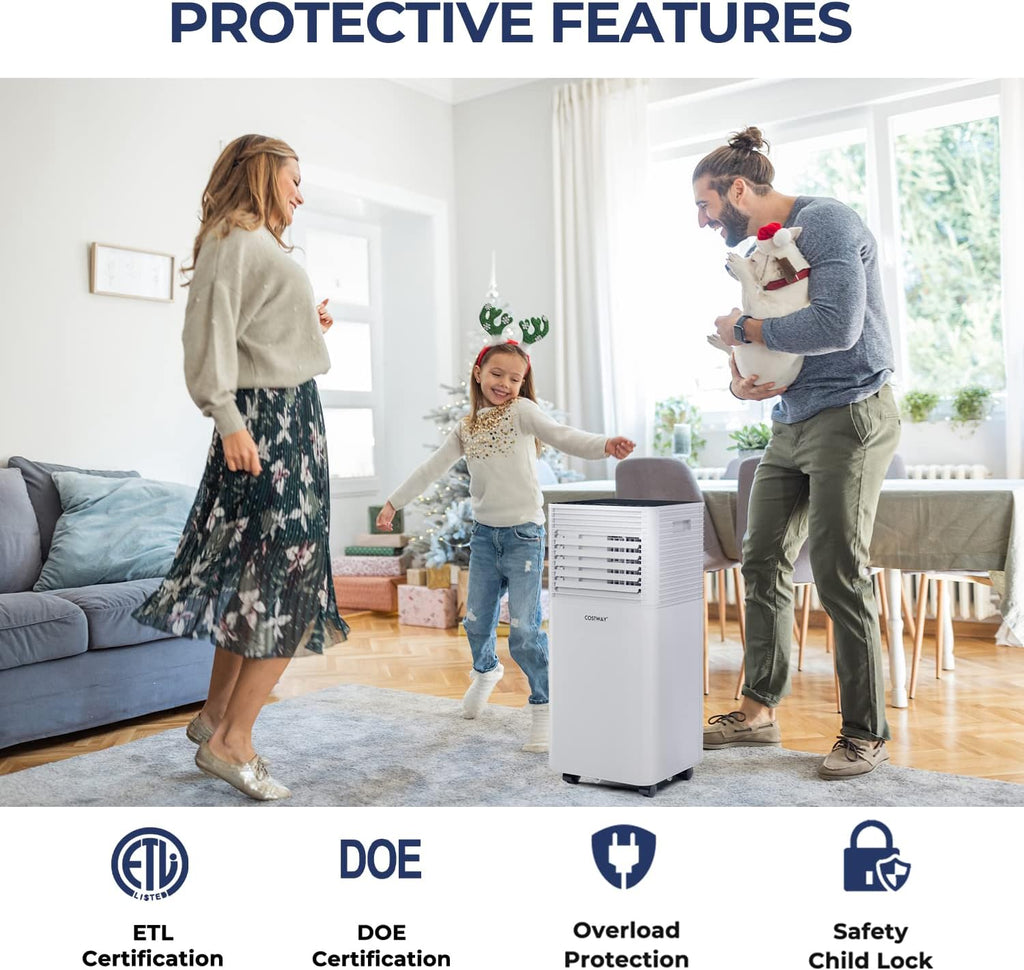 Costway Portable Air Conditioner 3-in-1 Dehumidifier Fan 10000 BTU 350 sq. ft. With Remote Control 76204893 New