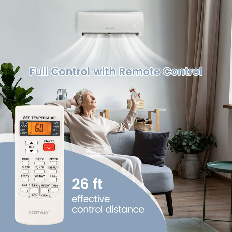 Costway Airtural Series Mini Split Air Conditioner Heater Ductless 12000 BTU 21 SEER2 208-230V Remote Control 58193724 New