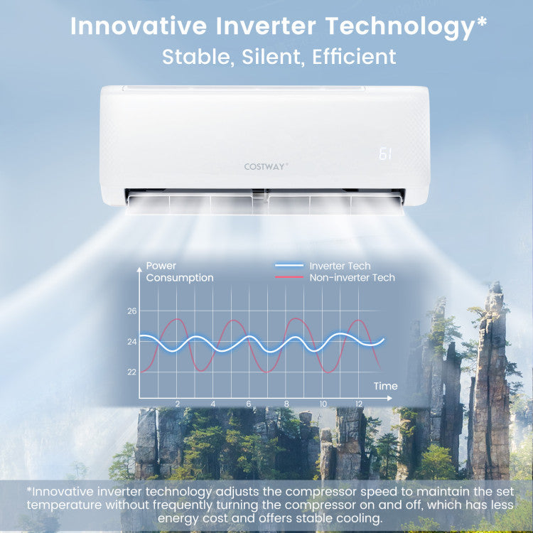Costway Airtural Series Mini Split Air Conditioner Heater Ductless 12000 BTU 21 SEER2 208-230V Remote Control 58193724 New