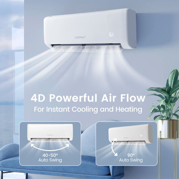 Costway Airtural Series Mini Split Air Conditioner Heater Ductless 12000 BTU 21 SEER2 208-230V Remote Control 58193724 New