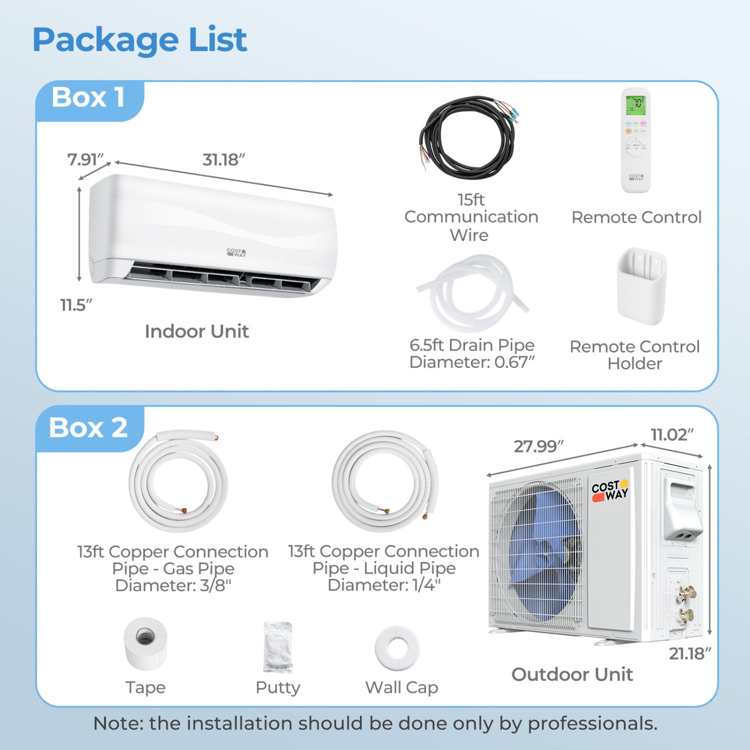 Costway Blast Series 9100 BTU 20.5 SEER2 115V Mini Split Air Conditioner Heat Pump 43506308 New