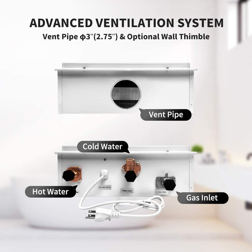 Excel 7 GPM 26.4 L/min Natural Gas Tankless Water Heater Whole House with Flue Kit New