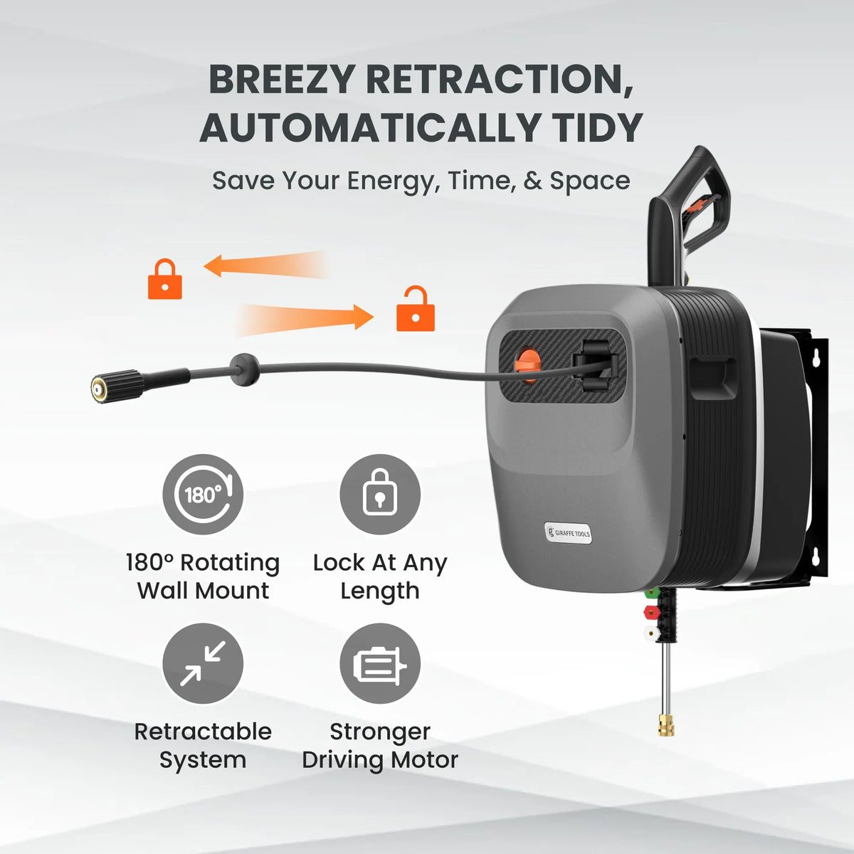 Giraffe Tools Grandfalls G20 Retractable Pressure Washer 2.4 GPM 2200 PSI New