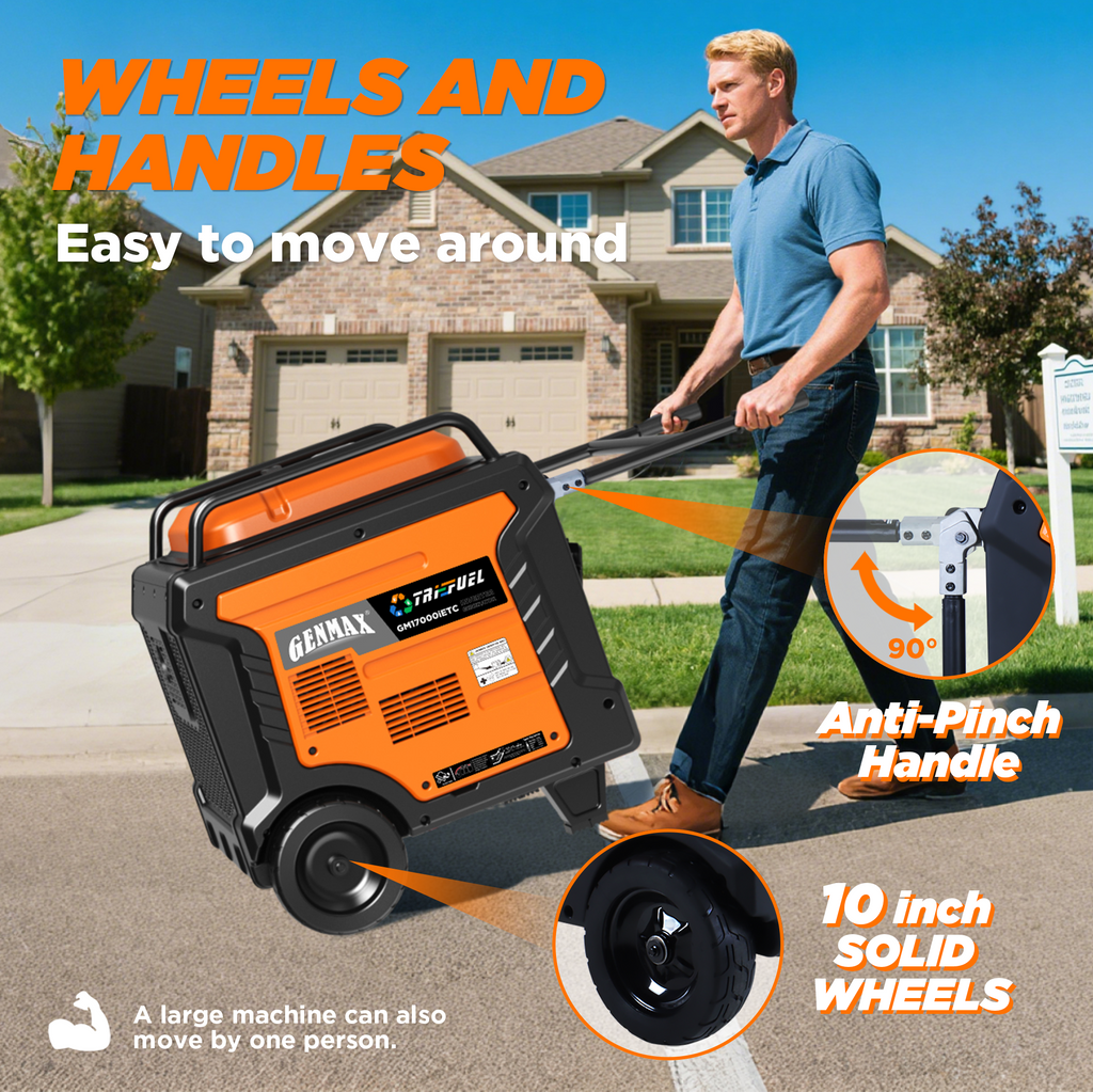 GENMAX GM17000iET 13500W/17000W Generator Tri-Fuel Gas Propane Natural Gas 50A Inverter CO Detect Remote Start New
