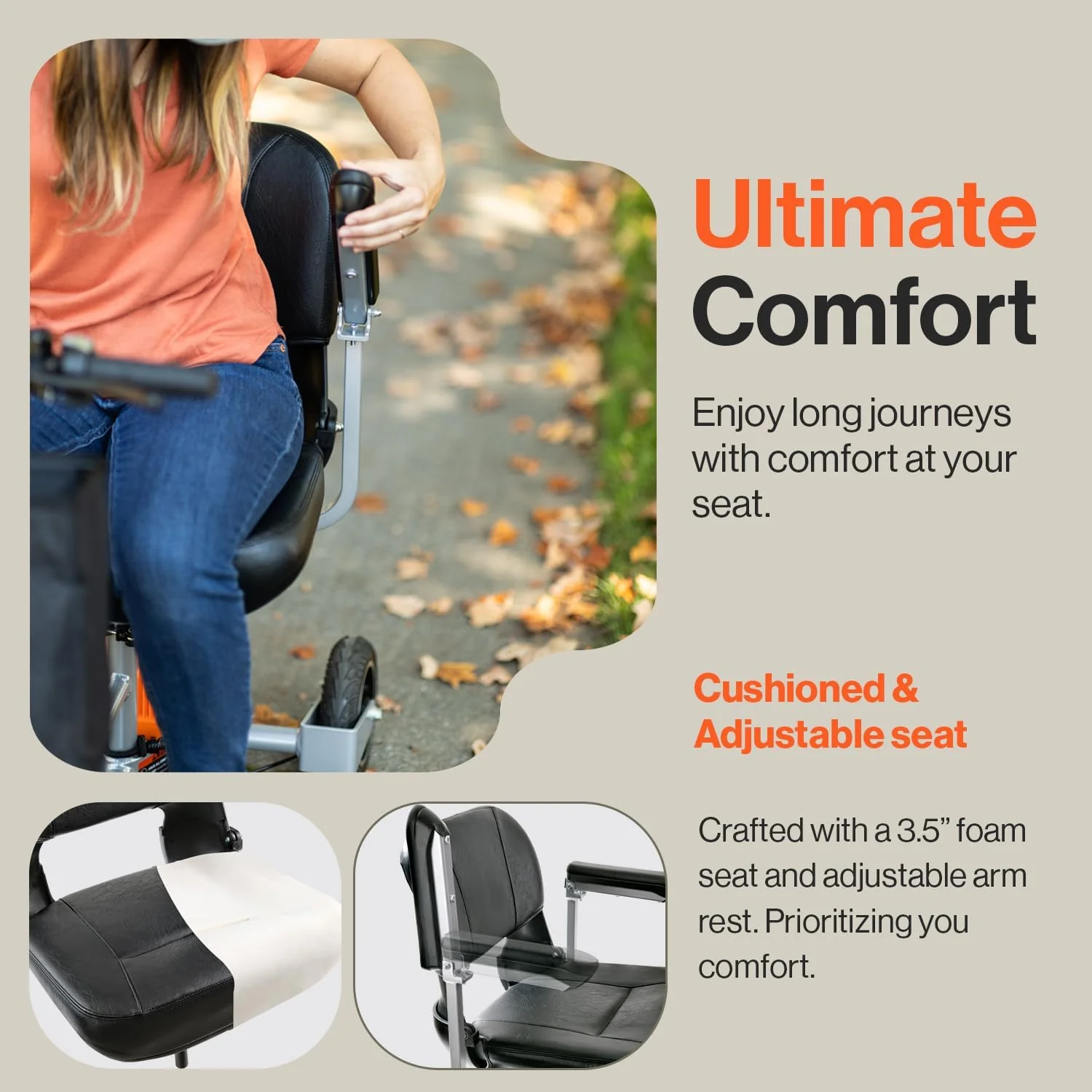 Super Handy GUT140 Passport Plus 48V 3-Wheeled Lightweight Long Range with Extra Battery Folding Mobility Scooter New