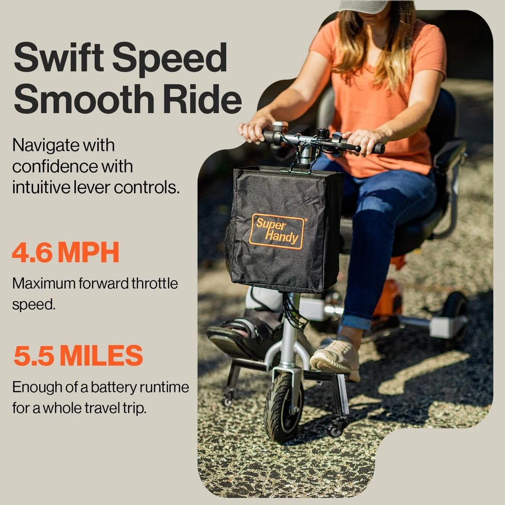 Super Handy GUT140 Passport Plus 48V 3-Wheeled Lightweight Long Range with Extra Battery Folding Mobility Scooter New