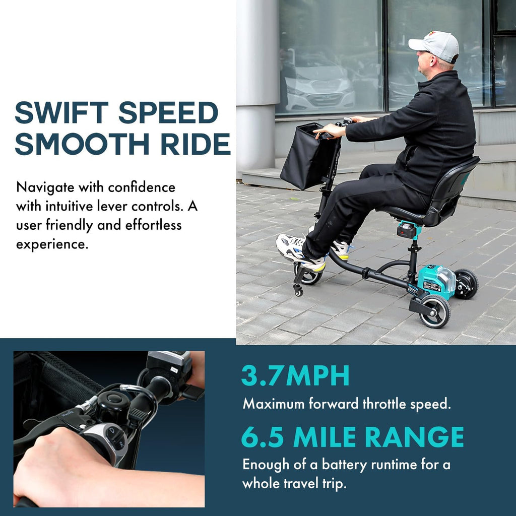 G GUT173 Mobility Scooter 275 lbs. Capacity 3.7 MPH 6.5 Miles 48V 2Ah Li-Ion Aluminum 35 lbs. Folding New