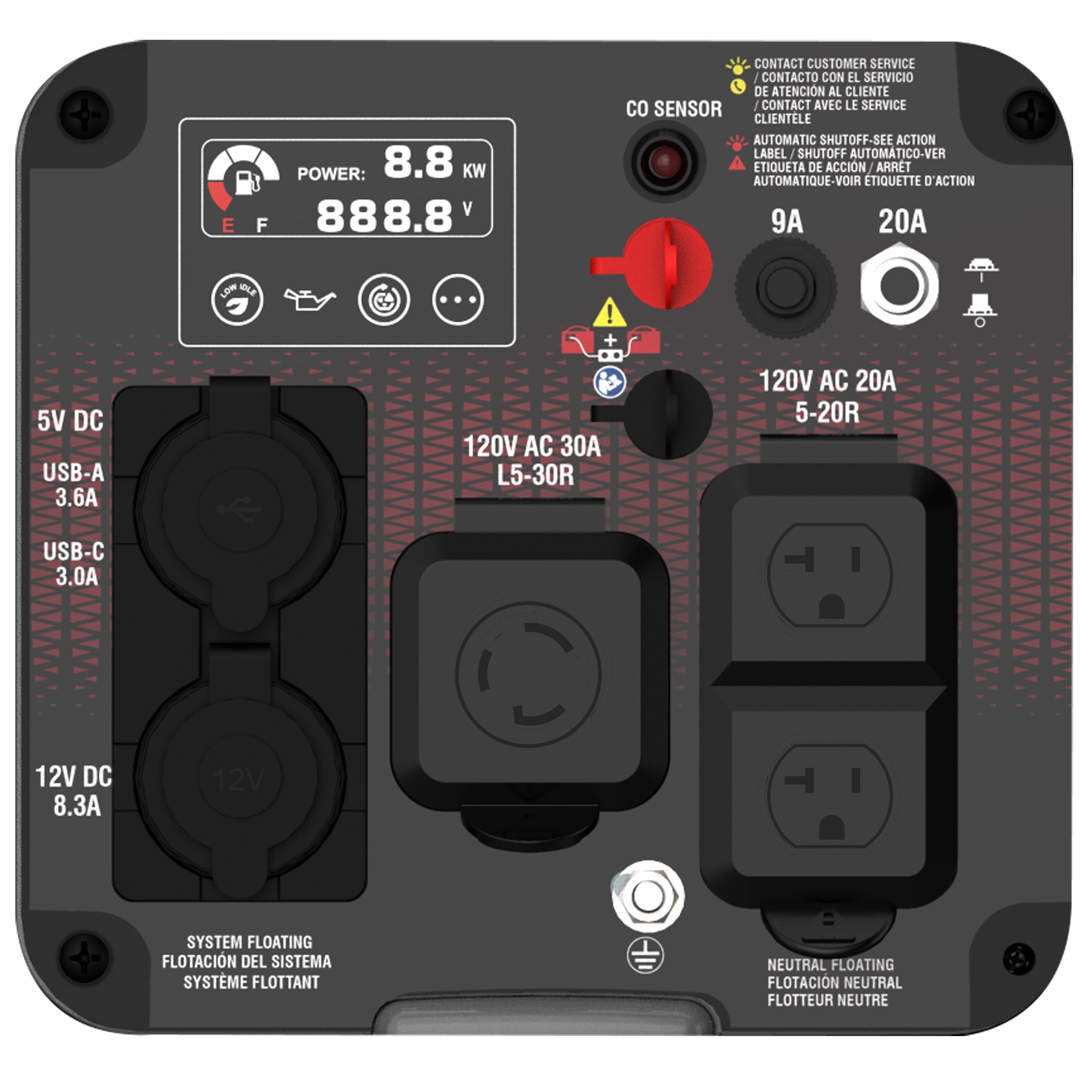 A-iPower GXS2300iD 1800W/2300W Generator Dual Fuel Gas Propane Low THD Inverter CO Alert New