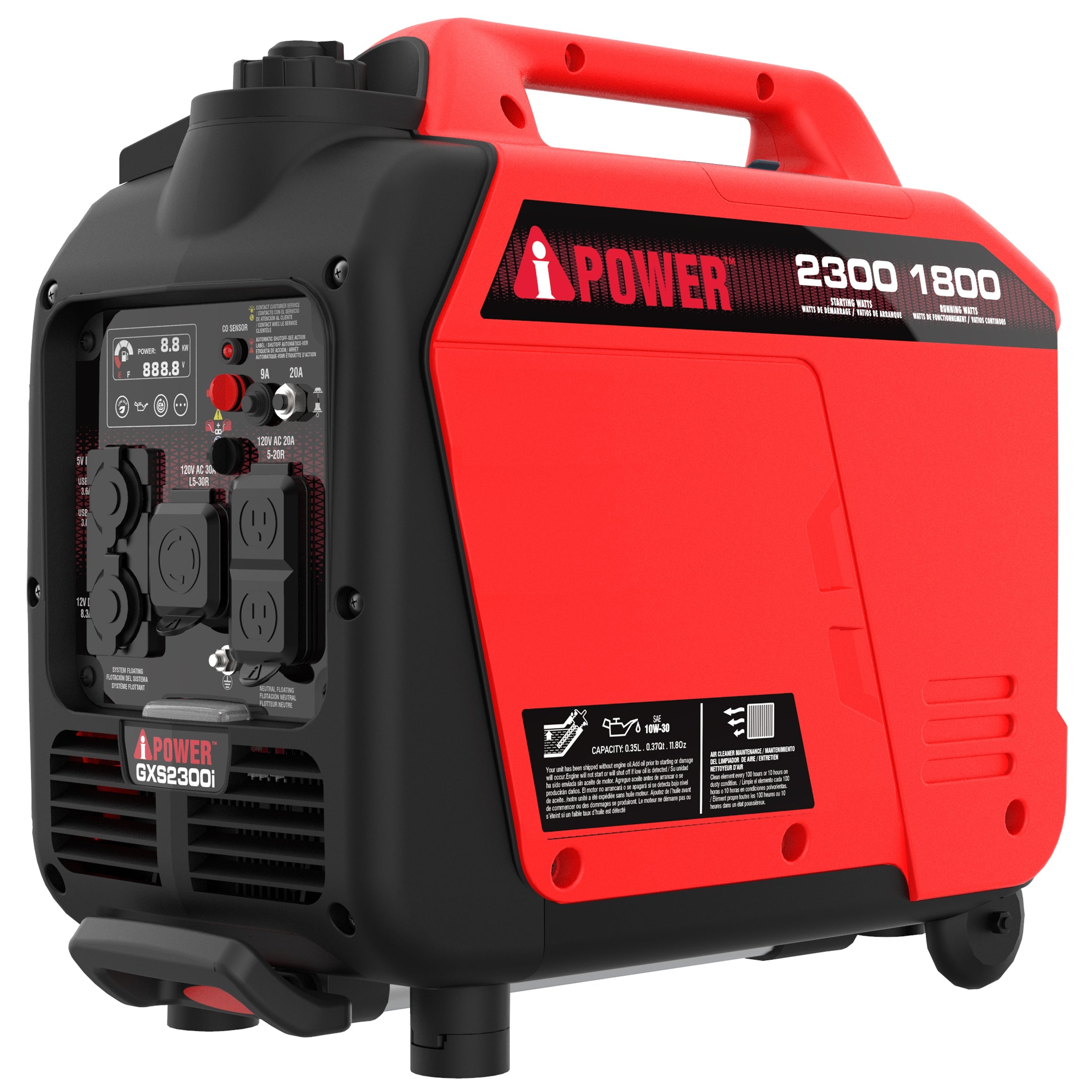 A-iPower GXS2300i 1800W/2300W Generator Gas Low THD Inverter CO Alert New