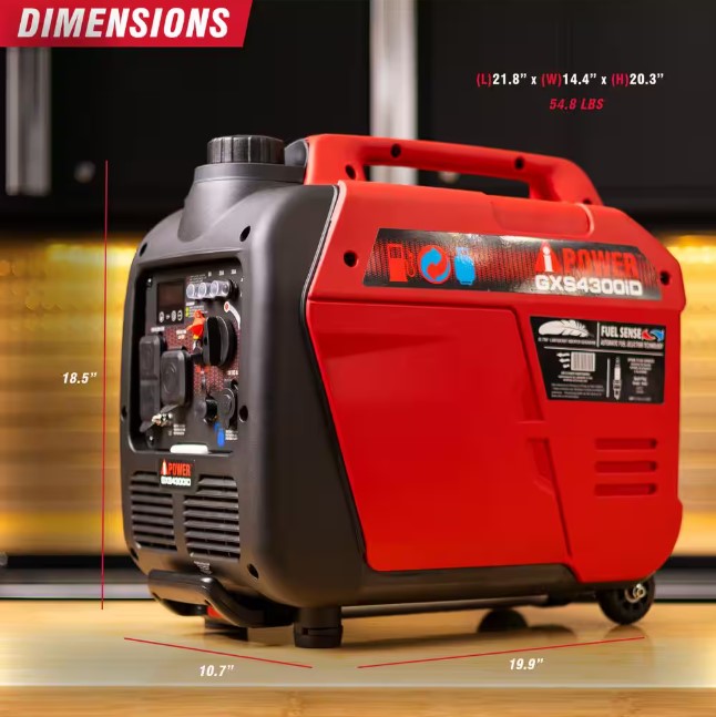 A-iPower GXS4300iD 3450W/4300W Generator Dual Fuel Gas Propane Low THD Inverter CO Alert New