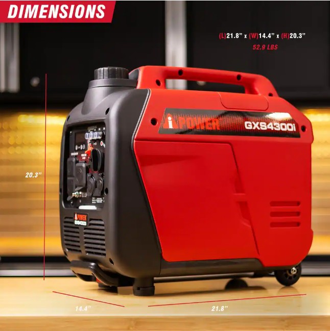 A-iPower GXS4300i 3450W/4300W Generator Gas Low THD Inverter CO Alert New