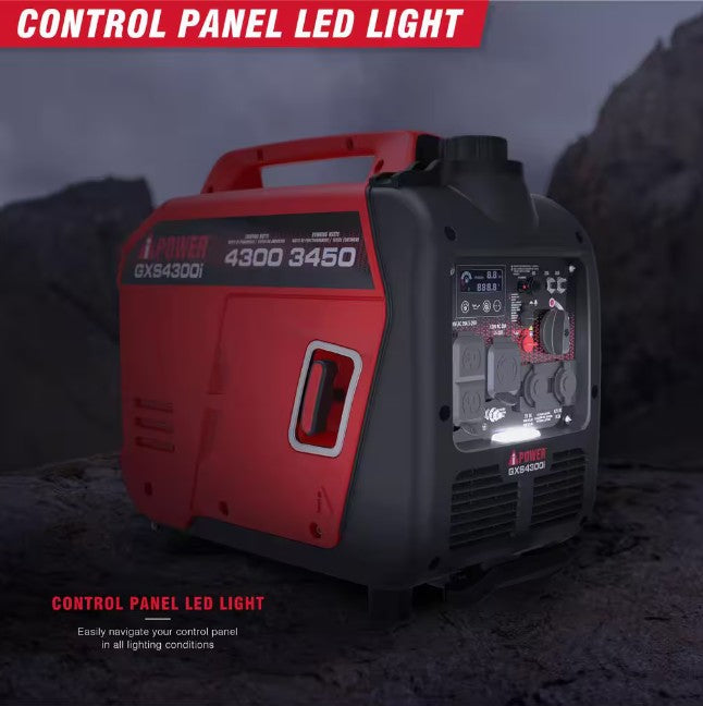 A-iPower GXS4300i 3450W/4300W Generator Gas Low THD Inverter CO Alert New