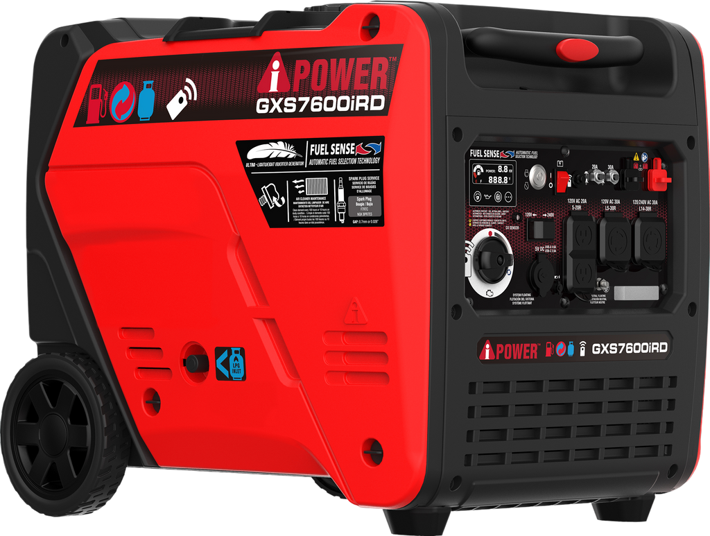 A-iPower GXS7600iRD 6100W/7600W Generator Dual Fuel Gas Propane Low THD Inverter CO Alert New
