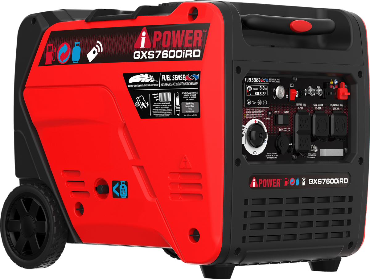 A-iPower GXS7600iRD 6100W/7600W Generator Dual Fuel Gas Propane Low THD Inverter CO Alert New