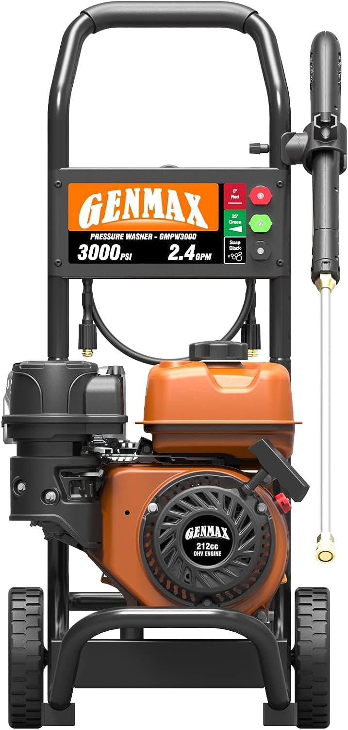 GENMAX GMGPW3000-H 3000 PSI and 2.4 GPM Gas Pressure Washer New