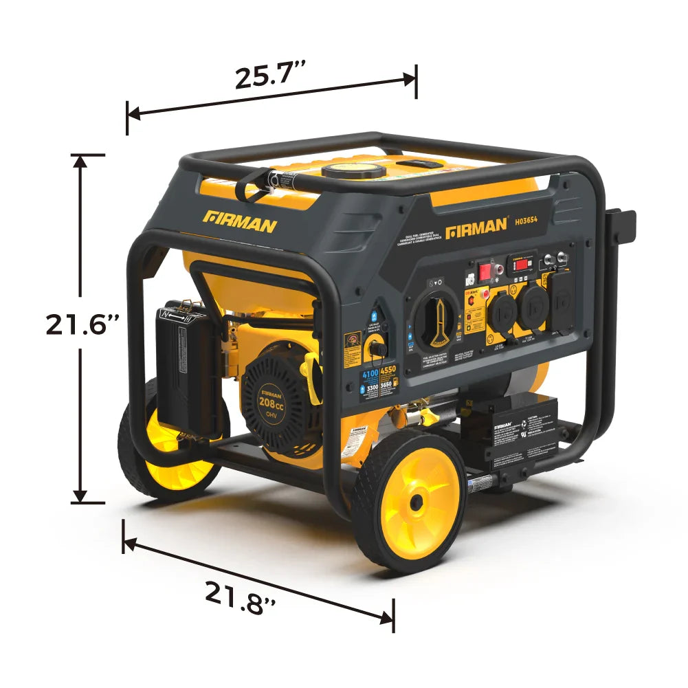 Firman H03654 3650W/4550W Inverter Generator Dual Fuel Gas Liquid Propane Electric Start CO Alert New