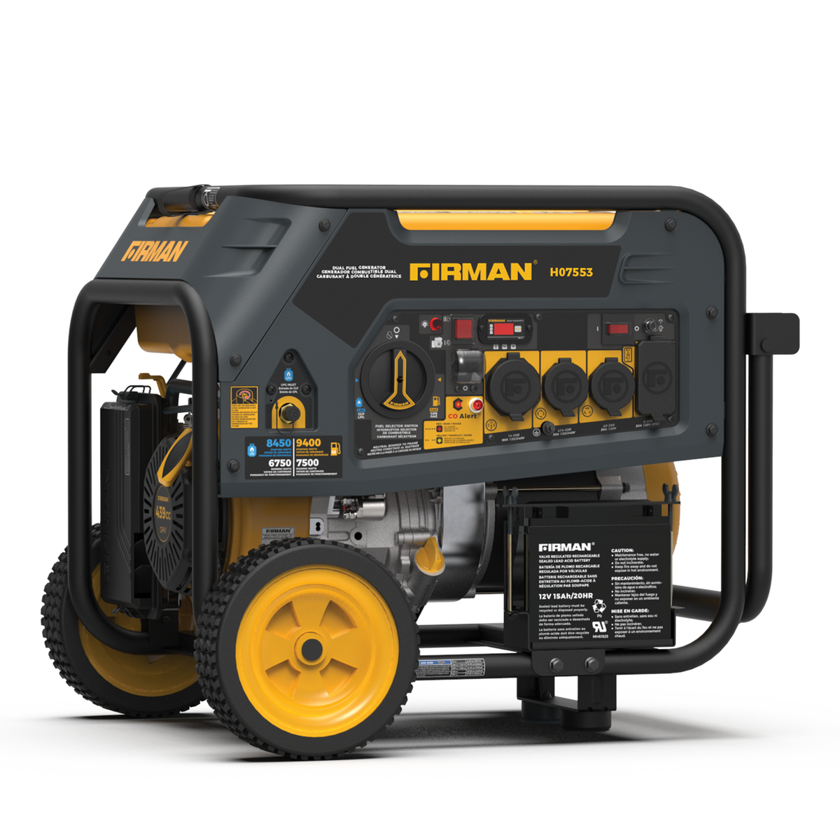 Firman H07553 Hybrid 7500W/9400W Electric Start Dual Fuel Gas Propane Generator Manufacturer RFB