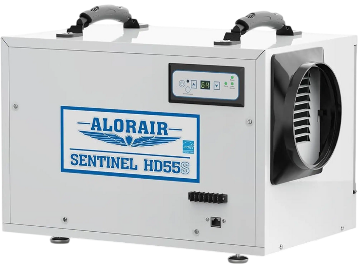 AlorAir Sentinel HD55S Basement/Crawlspace Commercial Dehumidifier Removal 120 PPD with Drain Hose Auto Defrost Memory Restart New