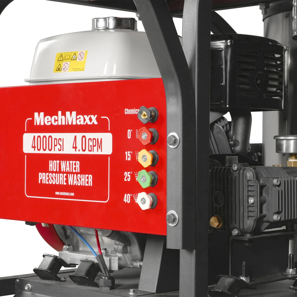 MechMaxx HPW40H Pressure Washer 4000 PSI 4 GPM Honda Electric Start Engine Hot Water with Hose Reel New