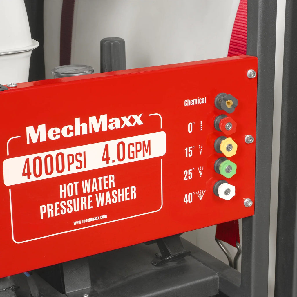 MechMaxx HPW40HT Pressure Washer 4000 PSI 4 GPM Honda Electric Start Hot Water Skid Mounted 175 Gal Tank New
