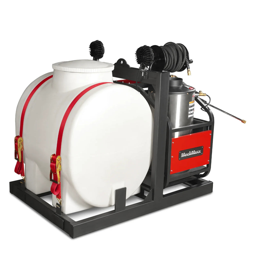 MechMaxx HPW40HT Pressure Washer 4000 PSI 4 GPM Honda Electric Start Hot Water Skid Mounted 175 Gal Tank New