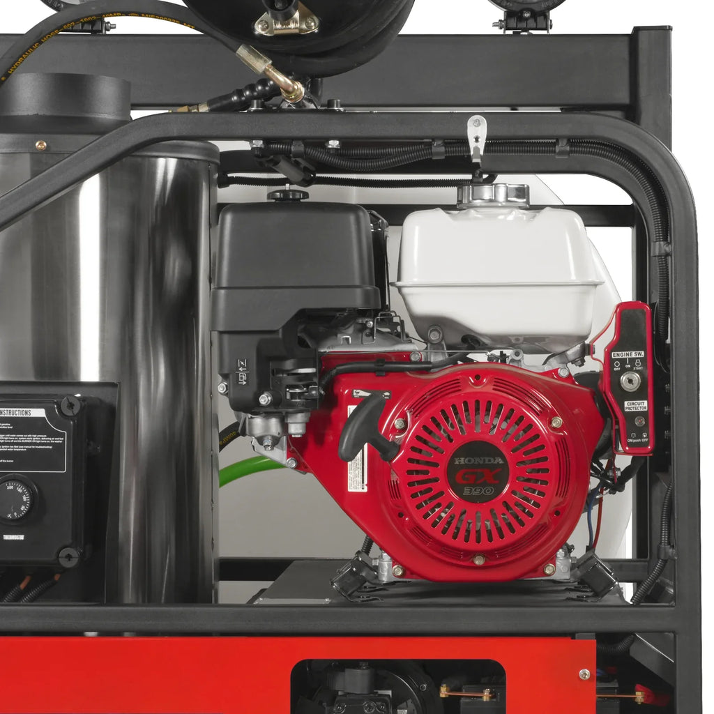 MechMaxx HPW40HT Pressure Washer 4000 PSI 4 GPM Honda Electric Start Hot Water Skid Mounted 175 Gal Tank New