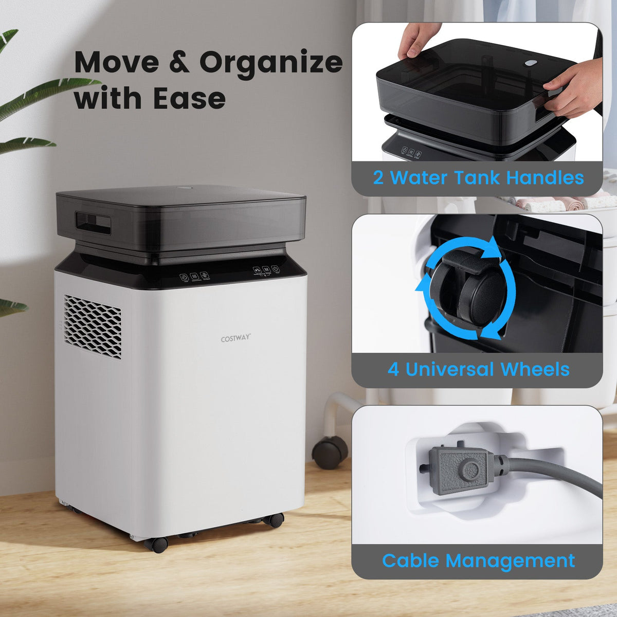 Costway 70/90 Pint 4500/6000 Sq. Ft. Dehumidifier Continuous Auto Mode 73621459 New