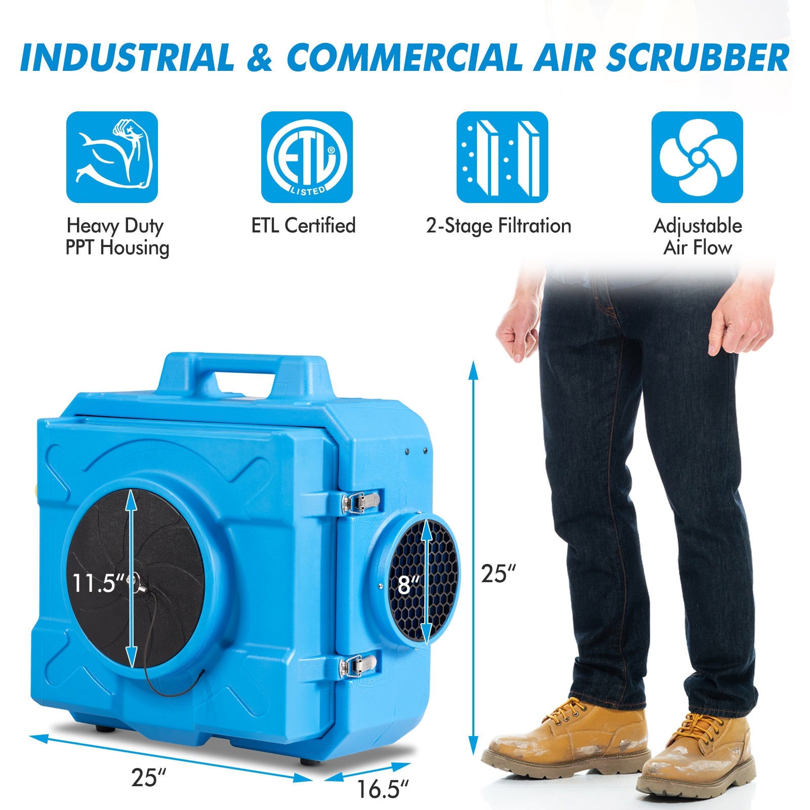Costway Industrial Commercial HEPA Air Scrubber Odor Eliminator 68725430 New