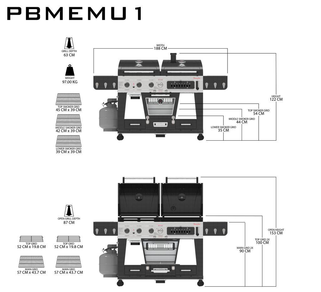 Pit Boss Memphis 1.0 Ultimate Combo Smoking BBQ Grill with Cover + Regulator