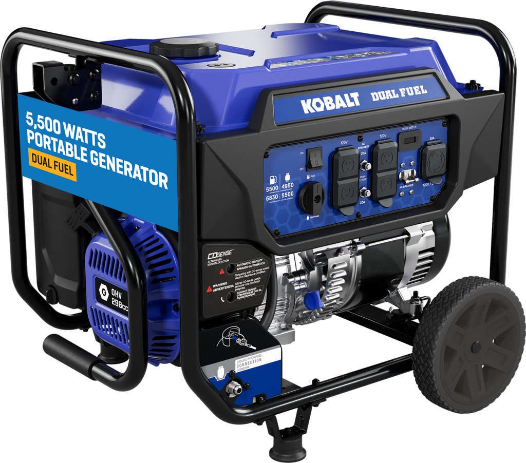Kobalt KPG0100 5500W/6830W Generator Dual Fuel Gas Propane with CO Sense Manufacturer RFB